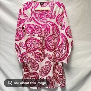 Talbot’s Paisley Print Long Sleeve coverup (pink and white)